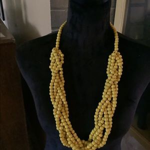 Longer yellow wooden twist bead necklace with matching bracelet 💛